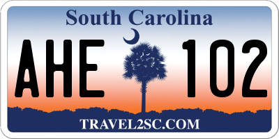 SC license plate AHE102