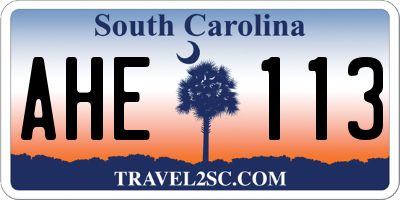 SC license plate AHE113