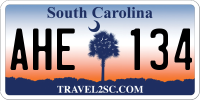 SC license plate AHE134