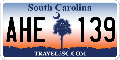 SC license plate AHE139