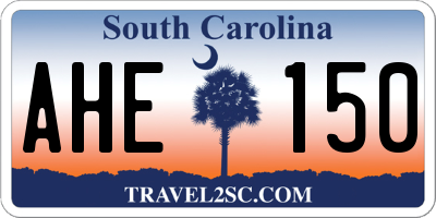 SC license plate AHE150