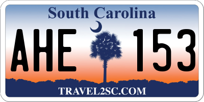 SC license plate AHE153