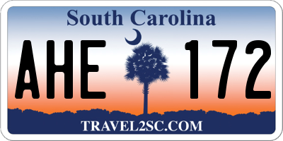 SC license plate AHE172