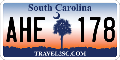 SC license plate AHE178