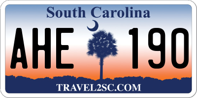 SC license plate AHE190