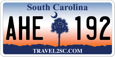 SC license plate AHE192