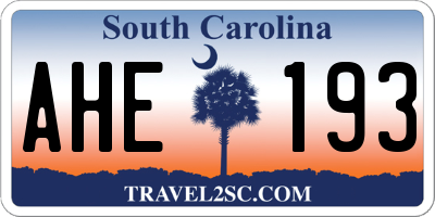 SC license plate AHE193