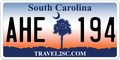 SC license plate AHE194
