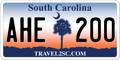 SC license plate AHE200