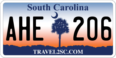 SC license plate AHE206