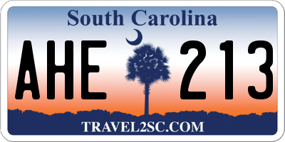 SC license plate AHE213