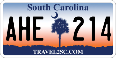 SC license plate AHE214