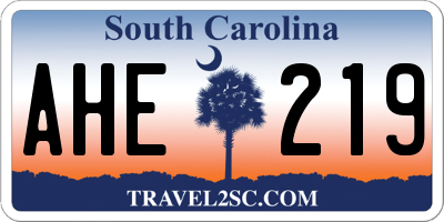 SC license plate AHE219