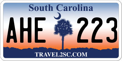 SC license plate AHE223