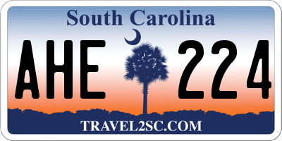 SC license plate AHE224
