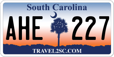 SC license plate AHE227