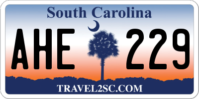 SC license plate AHE229