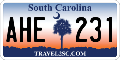 SC license plate AHE231