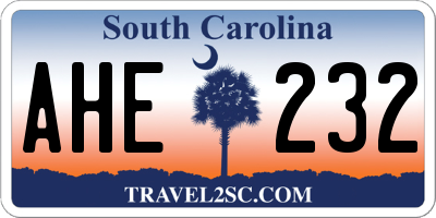 SC license plate AHE232