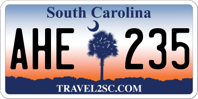 SC license plate AHE235