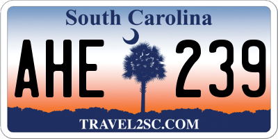 SC license plate AHE239