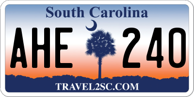 SC license plate AHE240