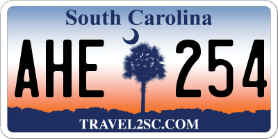 SC license plate AHE254