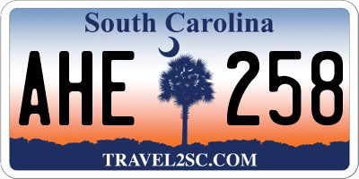 SC license plate AHE258