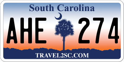 SC license plate AHE274