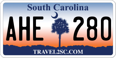 SC license plate AHE280
