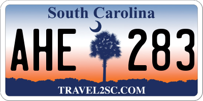 SC license plate AHE283