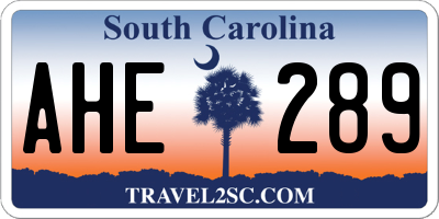 SC license plate AHE289