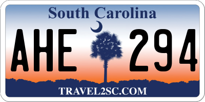 SC license plate AHE294