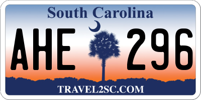 SC license plate AHE296