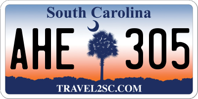 SC license plate AHE305