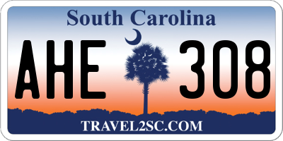 SC license plate AHE308