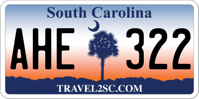SC license plate AHE322