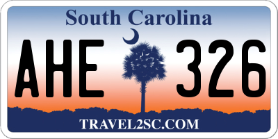 SC license plate AHE326