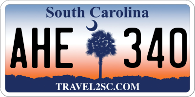 SC license plate AHE340