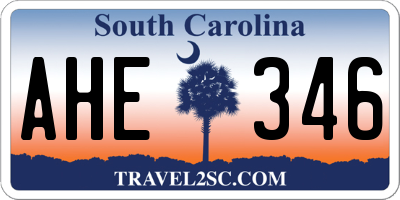 SC license plate AHE346