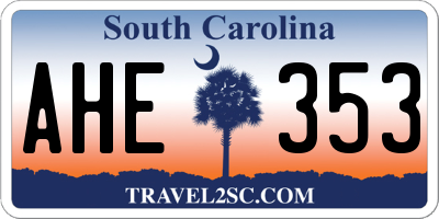 SC license plate AHE353