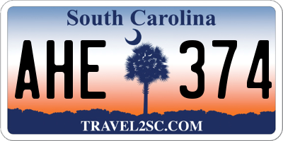 SC license plate AHE374