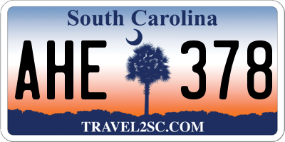 SC license plate AHE378