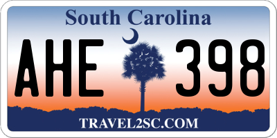 SC license plate AHE398