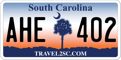 SC license plate AHE402