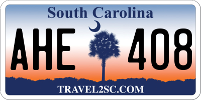 SC license plate AHE408