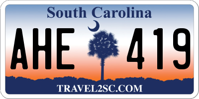 SC license plate AHE419