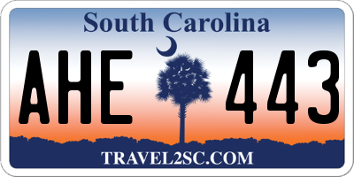 SC license plate AHE443