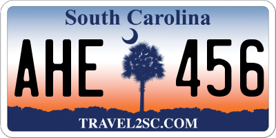 SC license plate AHE456