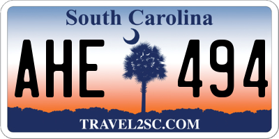 SC license plate AHE494